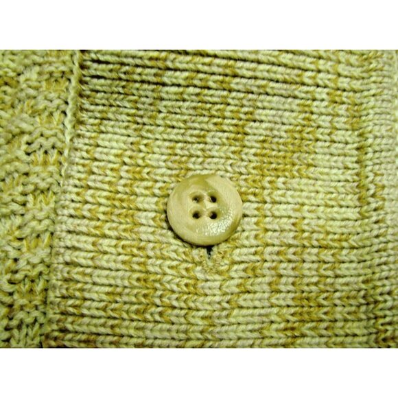 Vtg Sunbird LL Yellow Cable Knit Cardigan Sweater Size L Chest 48" Button Front - Picture 6 of 12